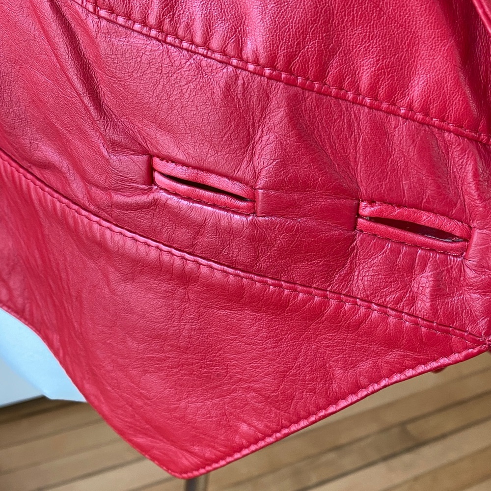 Vintage The Leather Ranch Red Genuine Leather Jacket, Size 3 - Picture 12 of 17
